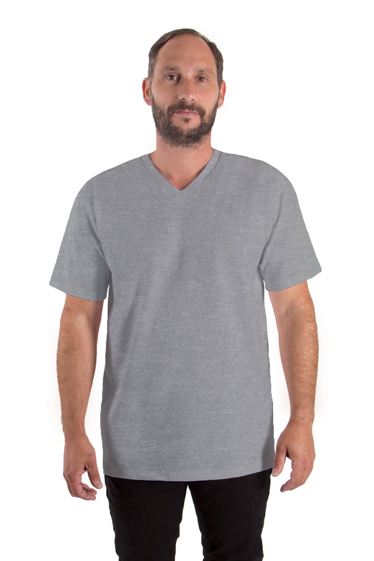 T-Shirt V-Neck (10er-Pack) - greymelange